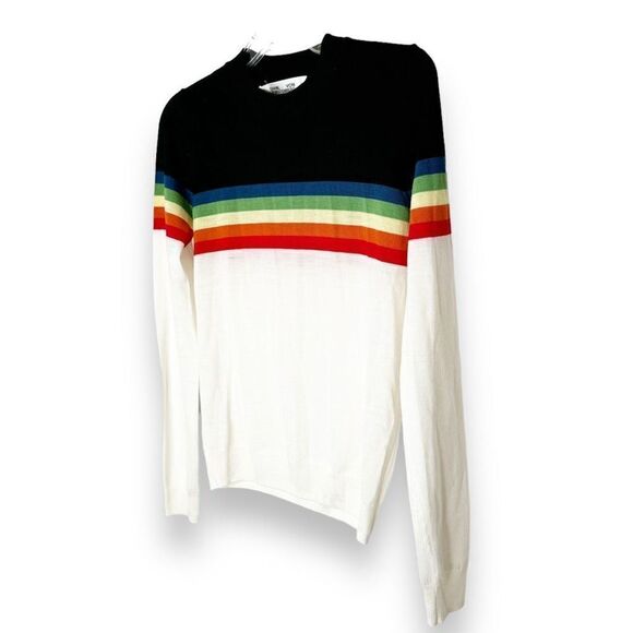 Diane von Furstenberg Multi Rainbow Merino Wool Crewneck Sweater Women’s Size S - Picture 7 of 12